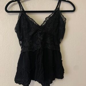 J for Justify black floral lace peplum top